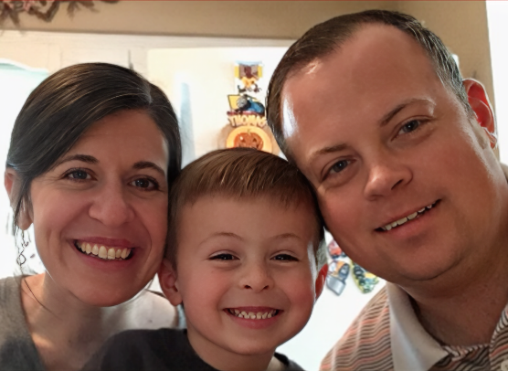 Joel Stepanchick poses in a candid family photo with his wife Ann and their son Jonah.